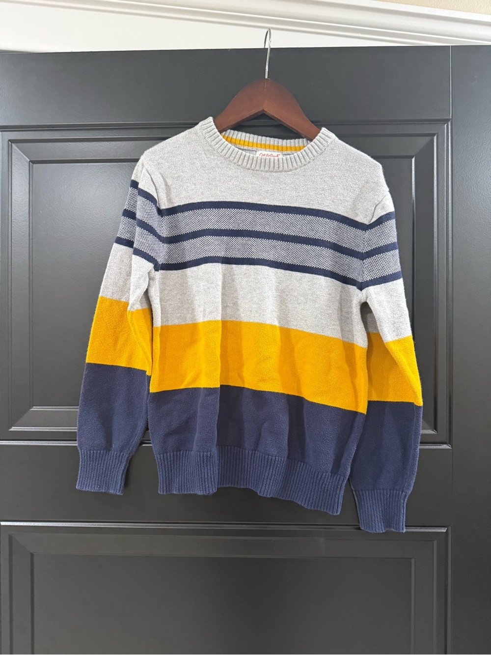 Cat & Jack Kids Crewneck Sweater in Gray, Yellow & Navy